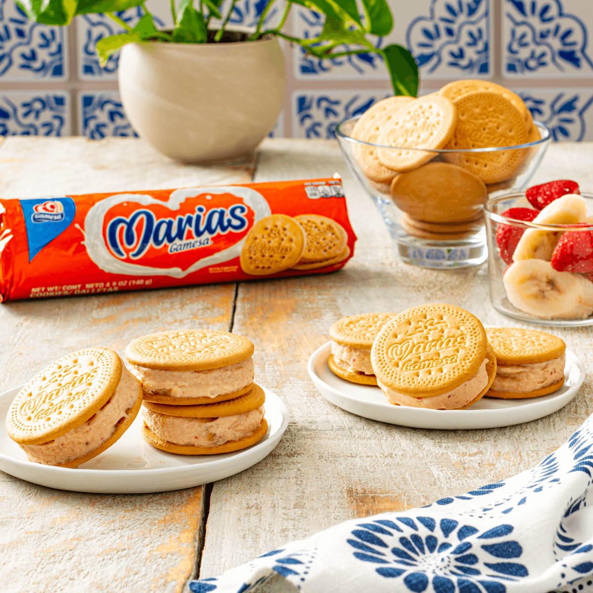 Marias Gamesa® Strawberry-Banana Ice Cream Cookie Sandwiches